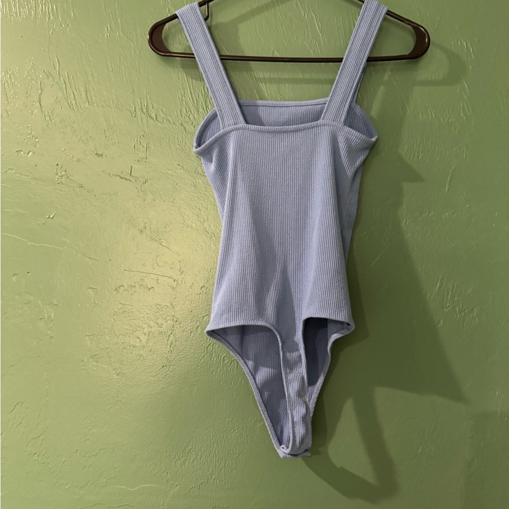 Light Blue Ribbed Bodysuit - Picture 2 of 3
